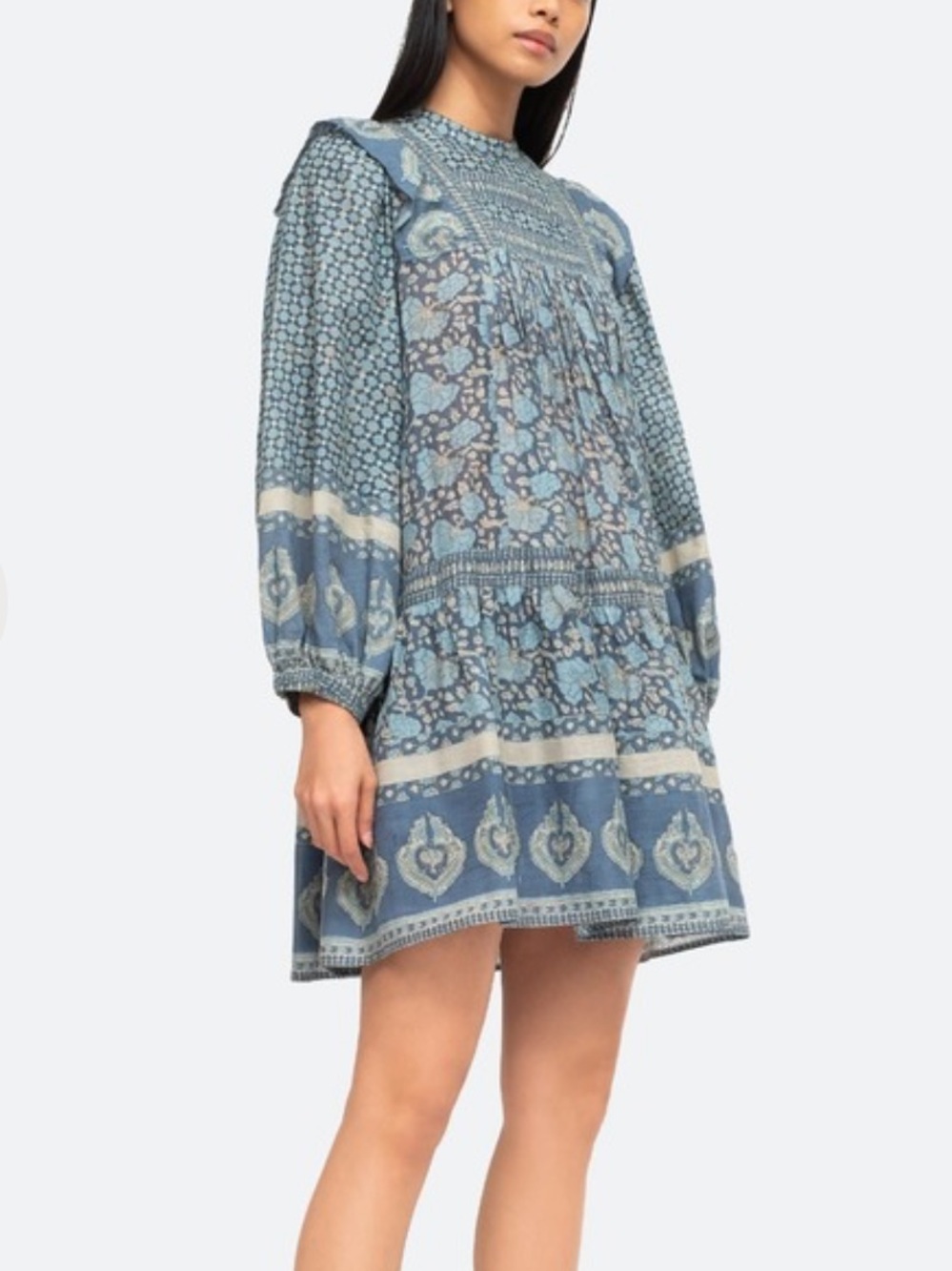 SEA NEW YORK Margo long sleeve tunic dress-ocean XS